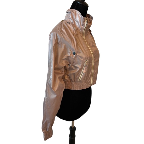 BCBGMAXAZRIA Runway Collection Crop Pink Beige Windbreaker Jacket - Picture 6 of 7